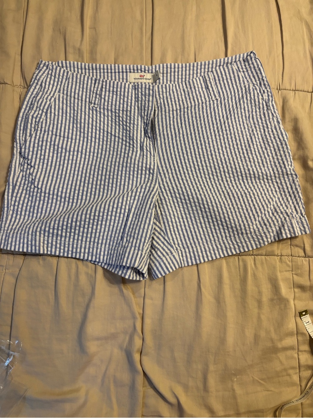 Vineyard Vines Blue and White Seersucker Shorts 5”